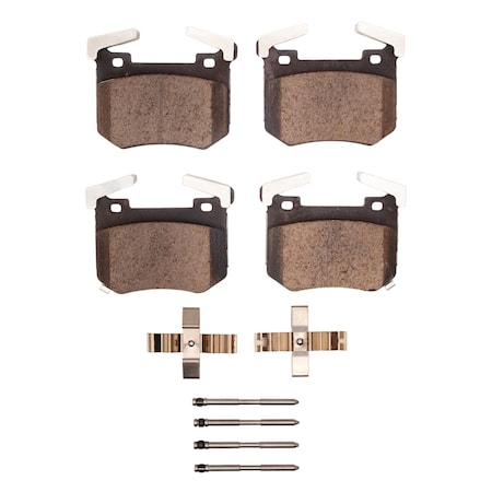 Dynamic Friction Co 5000 Advanced Brake Pads - Low Metallic and Hardware Kit, Long Pad Wear, , Rear 1552-2144-01